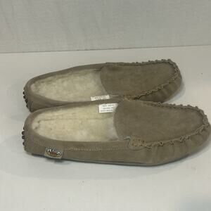 EMU Ridge Mens Beige Cow Suede Shearling Lined Slippers Size US 8-9